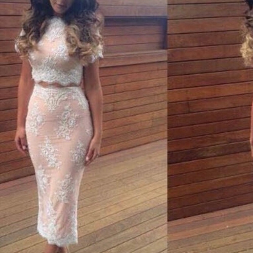 Nude lace two piece